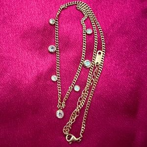 Gold Dainty Cubic Zirconia Necklace Adjustable Choker 💕